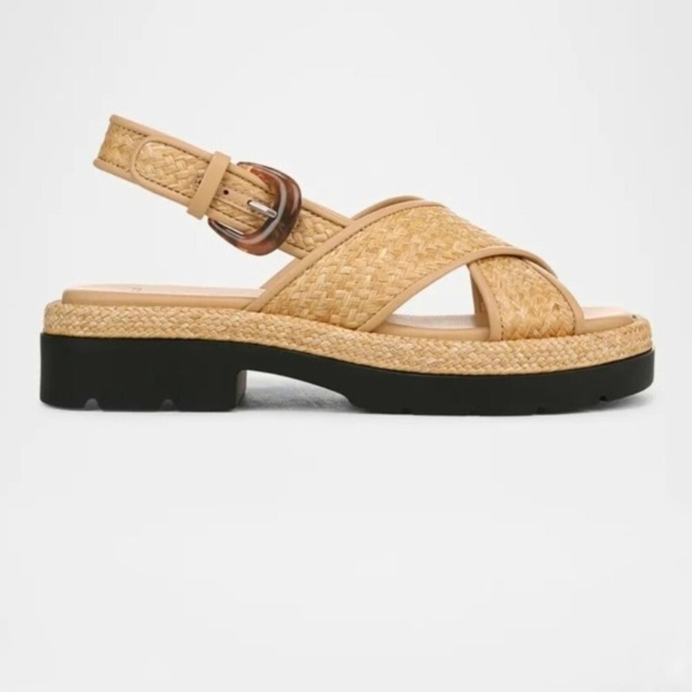 Vince Helena Raffia Lug-Sole Sandal Size 5